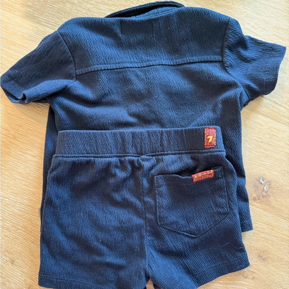 7 For All Mankind Dark Blue Kids Button Down Shirt Set - Picture 2 of 4